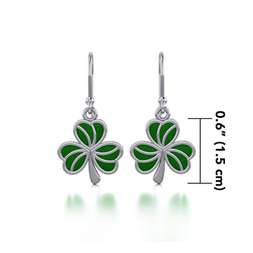 Enamel Shamrock Clover Silver Earrings TER1718 - Jewelry
